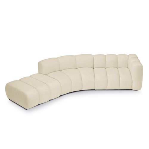 Canapé D'angle 4 Places Modulaire Droit Maka En Tissu Chenille Beige Clair