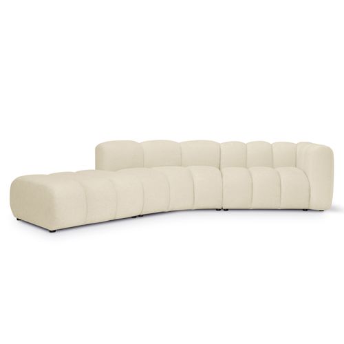 Canapé D'angle 4 Places Modulaire Droit Maka En Tissu Chenille Beige Clair