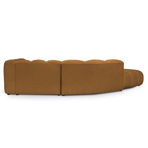 Canapé D'angle 4 Places Modulaire Droit Maka En Tissu Chenille Moutarde