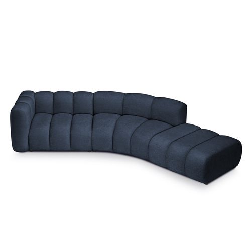 Canapé D'angle 4 Places Modulaire Gauche Maka En Tissu Chenille Bleu