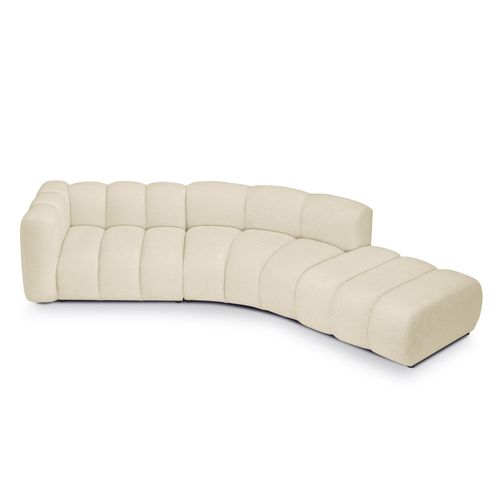 Canapé D'angle 4 Places Modulaire Gauche Maka En Tissu Chenille Beige Clair