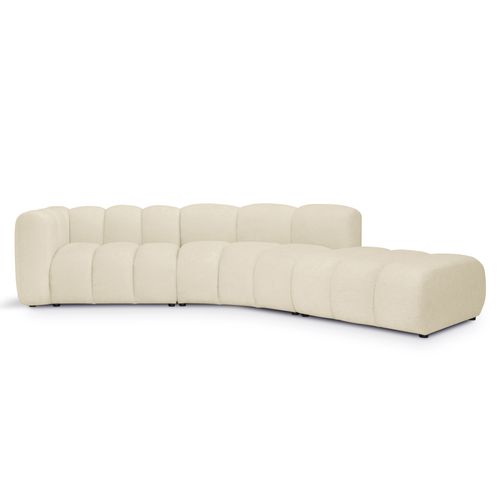 Canapé D'angle 4 Places Modulaire Gauche Maka En Tissu Chenille Beige Clair