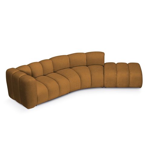 Canapé D'angle 4 Places Modulaire Gauche Maka En Tissu Chenille Moutarde