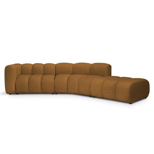 Canapé D'angle 4 Places Modulaire Gauche Maka En Tissu Chenille Moutarde