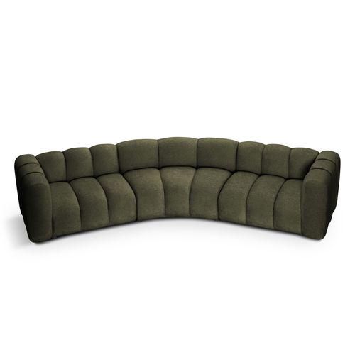 Canapé Modulable 5 Places Maka En Tissu Chenille Olive