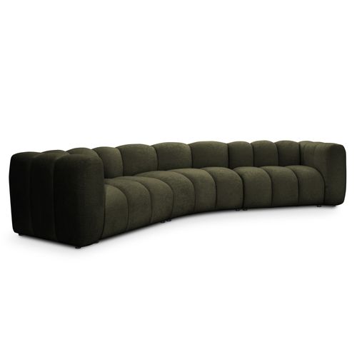 Canapé Modulable 5 Places Maka En Tissu Chenille Olive