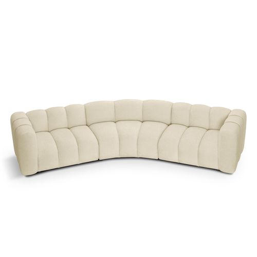 Canapé Modulable 5 Places Maka En Tissu Chenille Beige Clair