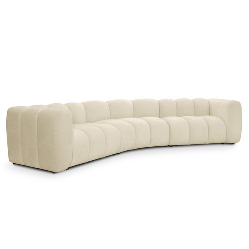 Canapé Modulable 5 Places Maka En Tissu Chenille Beige Clair