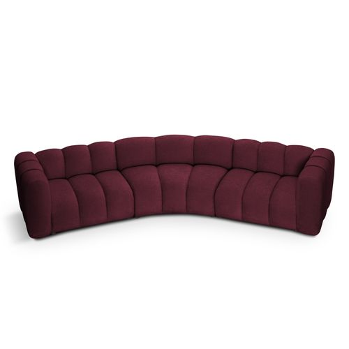 Canapé Modulable 5 Places Maka En Tissu Chenille Bourgogne