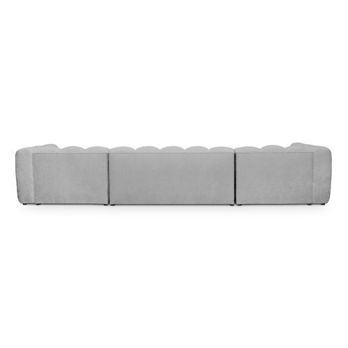 Canapé Panoramique 4 Places Modulaire Maka En Tissu Chenille Gris Clair