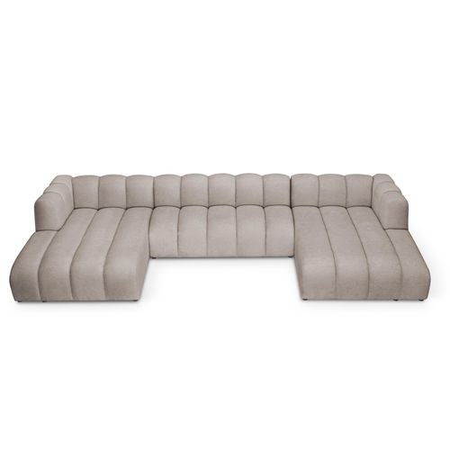 Canapé Panoramique 4 Places Modulaire Maka En Tissu Chenille Beige