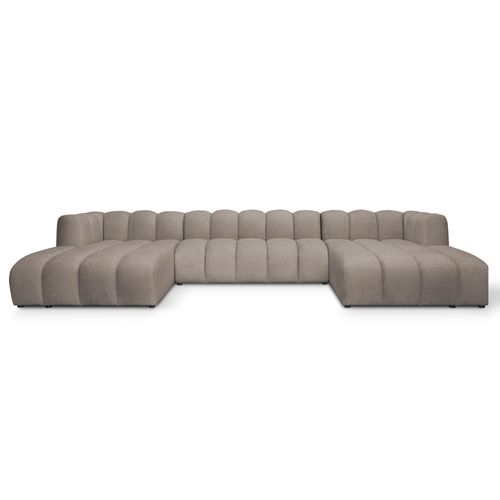 Canapé Panoramique 4 Places Modulaire Maka En Tissu Chenille Beige