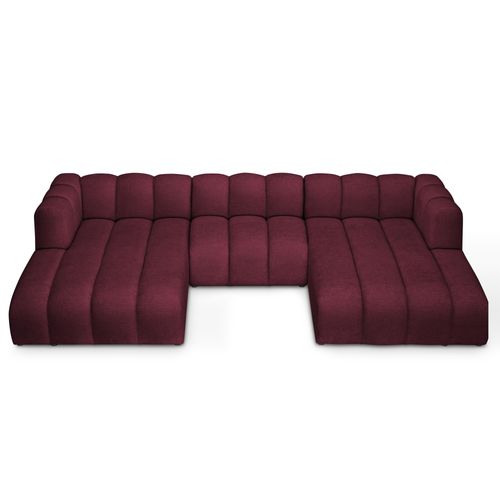 Canapé Panoramique 4 Places Modulaire Maka En Tissu Chenille Bourgogne