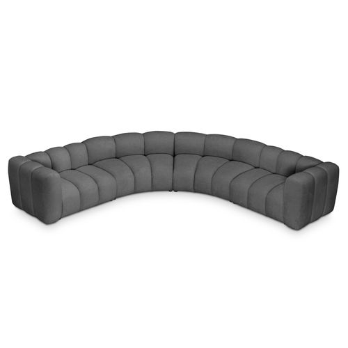 Canapé Modulable 5 Places Maka En Tissu Chenille Gris Foncé