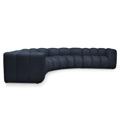 Canapé Modulable 5 Places Maka En Tissu Chenille Bleu