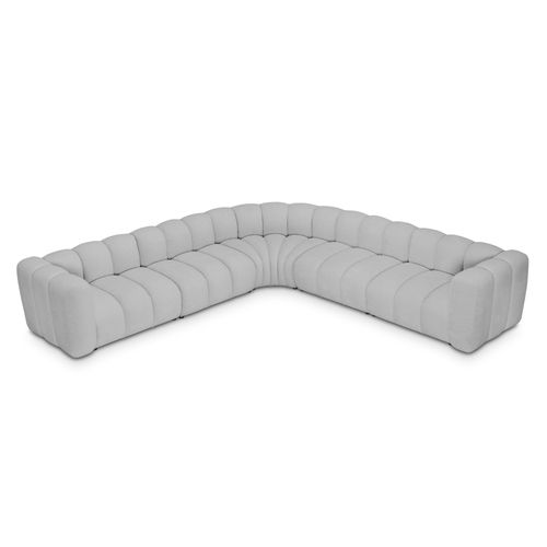 Canapé Modulable 5 Places Maka En Tissu Chenille Gris Clair