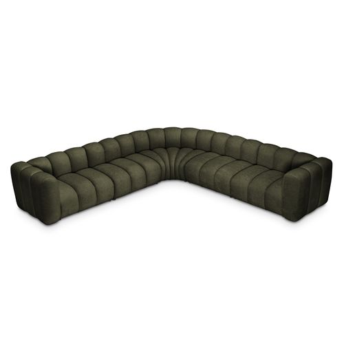 Canapé Modulable 5 Places Maka En Tissu Chenille Olive