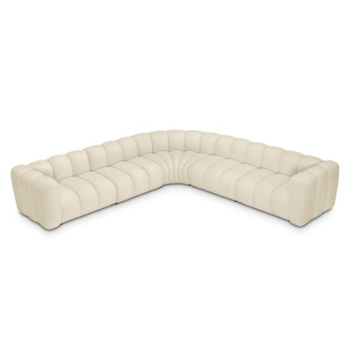 Canapé Modulable 5 Places Maka En Tissu Chenille Beige Clair