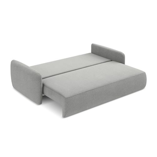 Canapé 3 Places Convertible Lilo En Tissu Texturé Gris Clair