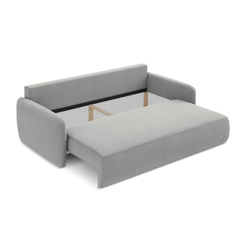 Canapé 3 Places Convertible Lilo En Tissu Texturé Gris Clair