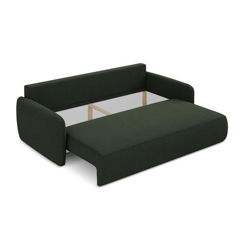 Canapé 3 Places Convertible Lilo En Tissu Texturé Bouteille Verte