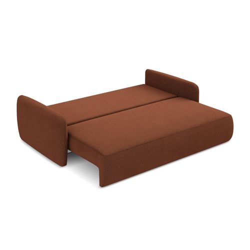 Canapé 3 Places Convertible Lilo En Tissu Texturé Terre Cuite