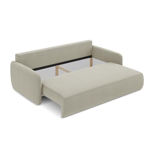 Canapé 3 Places Convertible Lilo En Tissu Texturé Beige Clair