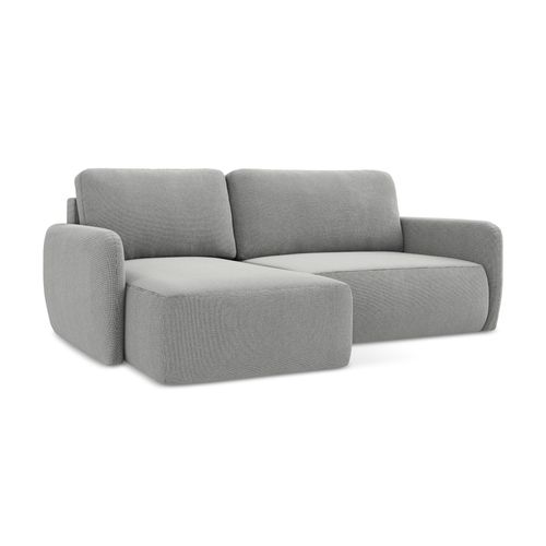 Canapé D’angle 2 Places Gauche Convertible Lilo En Tissu Texturé Gris Clair