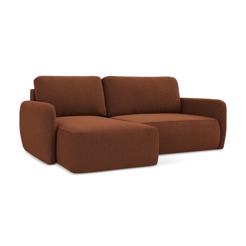 Canapé D’angle 2 Places Gauche Convertible Lilo En Tissu Texturé Terre Cuite