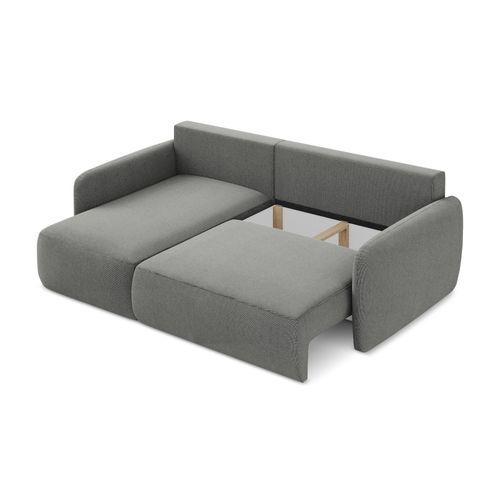 Canapé D’angle 2 Places Gauche Convertible Lilo En Tissu Texturé Gris