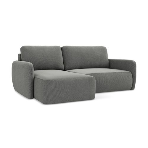 Canapé D’angle 2 Places Gauche Convertible Lilo En Tissu Texturé Gris