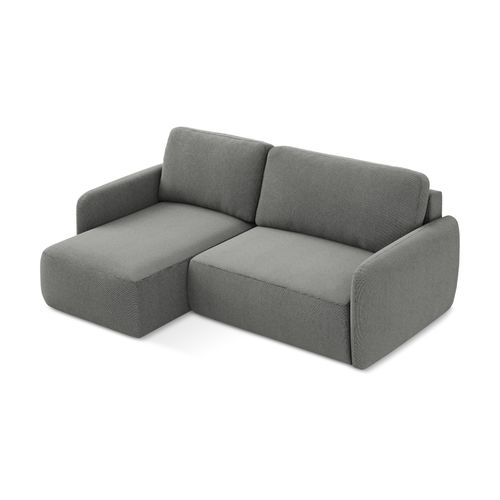 Canapé D’angle 2 Places Gauche Convertible Lilo En Tissu Texturé Gris