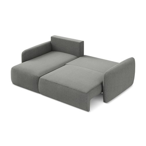Canapé D’angle 2 Places Gauche Convertible Lilo En Tissu Texturé Gris