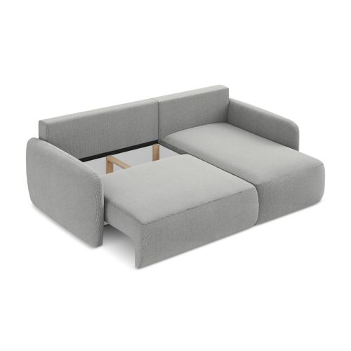 Canapé D'angle Droit Convertible Lilo En Tissu Texturé Gris Clair