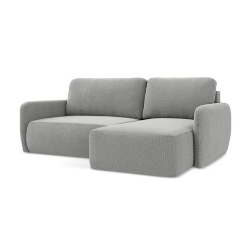 Canapé D'angle Droit Convertible Lilo En Tissu Texturé Gris Clair