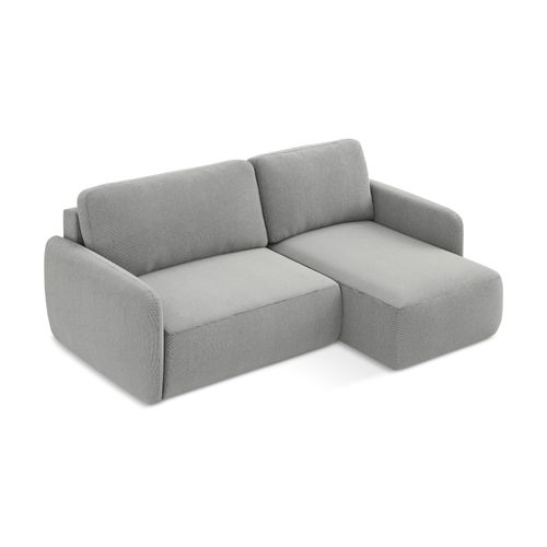 Canapé D'angle Droit Convertible Lilo En Tissu Texturé Gris Clair