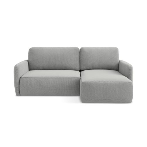 Canapé D'angle Droit Convertible Lilo En Tissu Texturé Gris Clair