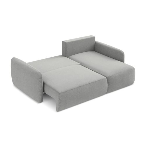 Canapé D'angle Droit Convertible Lilo En Tissu Texturé Gris Clair