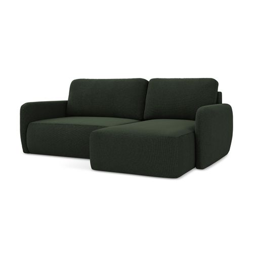 Canapé D'angle Droit Convertible Lilo En Tissu Texturé Bouteille Verte