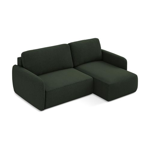 Canapé D'angle Droit Convertible Lilo En Tissu Texturé Bouteille Verte