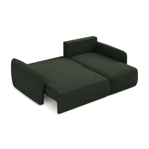 Canapé D'angle Droit Convertible Lilo En Tissu Texturé Bouteille Verte