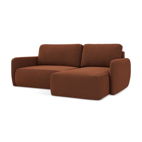 Canapé D'angle Droit Convertible Lilo En Tissu Texturé Terre Cuite