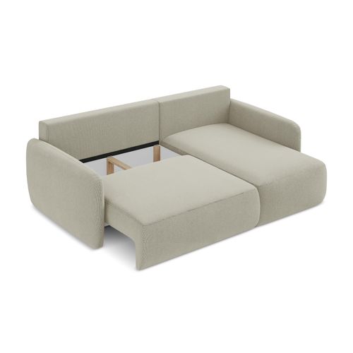 Canapé D'angle Droit Convertible Lilo En Tissu Texturé Beige Clair