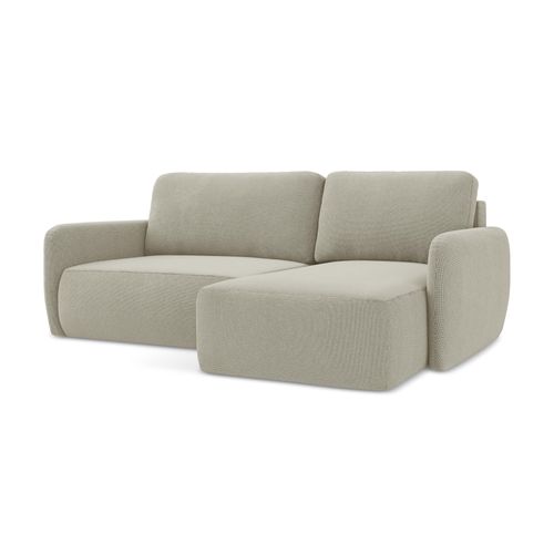 Canapé D'angle Droit Convertible Lilo En Tissu Texturé Beige Clair
