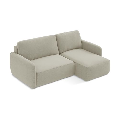 Canapé D'angle Droit Convertible Lilo En Tissu Texturé Beige Clair