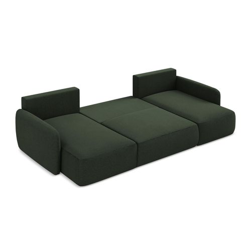 Canapé Panoramique 4 Places Convertible Lilo En Tissu Texturé Bouteille Verte