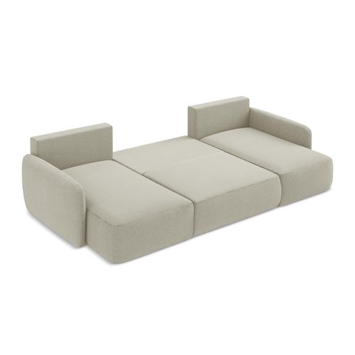 Canapé Panoramique 4 Places Convertible Lilo En Tissu Texturé Beige Clair