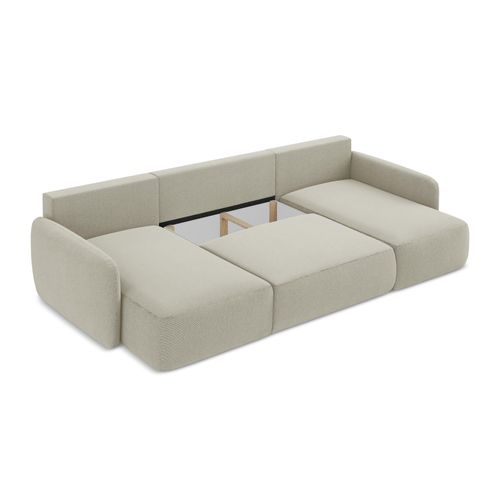 Canapé Panoramique 4 Places Convertible Lilo En Tissu Texturé Beige Clair