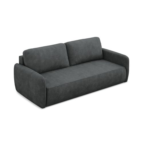 Canapé 3 Places Convertible Lilo En Tissu Chenille Gris Foncé