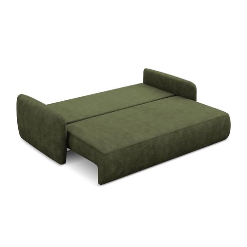 Canapé 3 Places Convertible Lilo En Tissu Chenille Olive